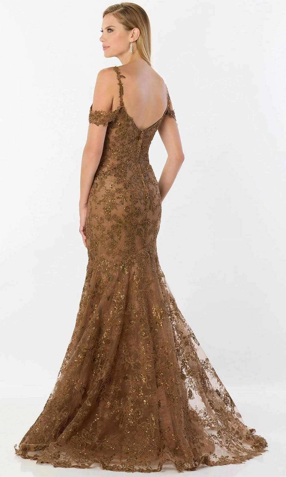 Sheer Insert Sequin Embellished Mother of the Bride Dress
