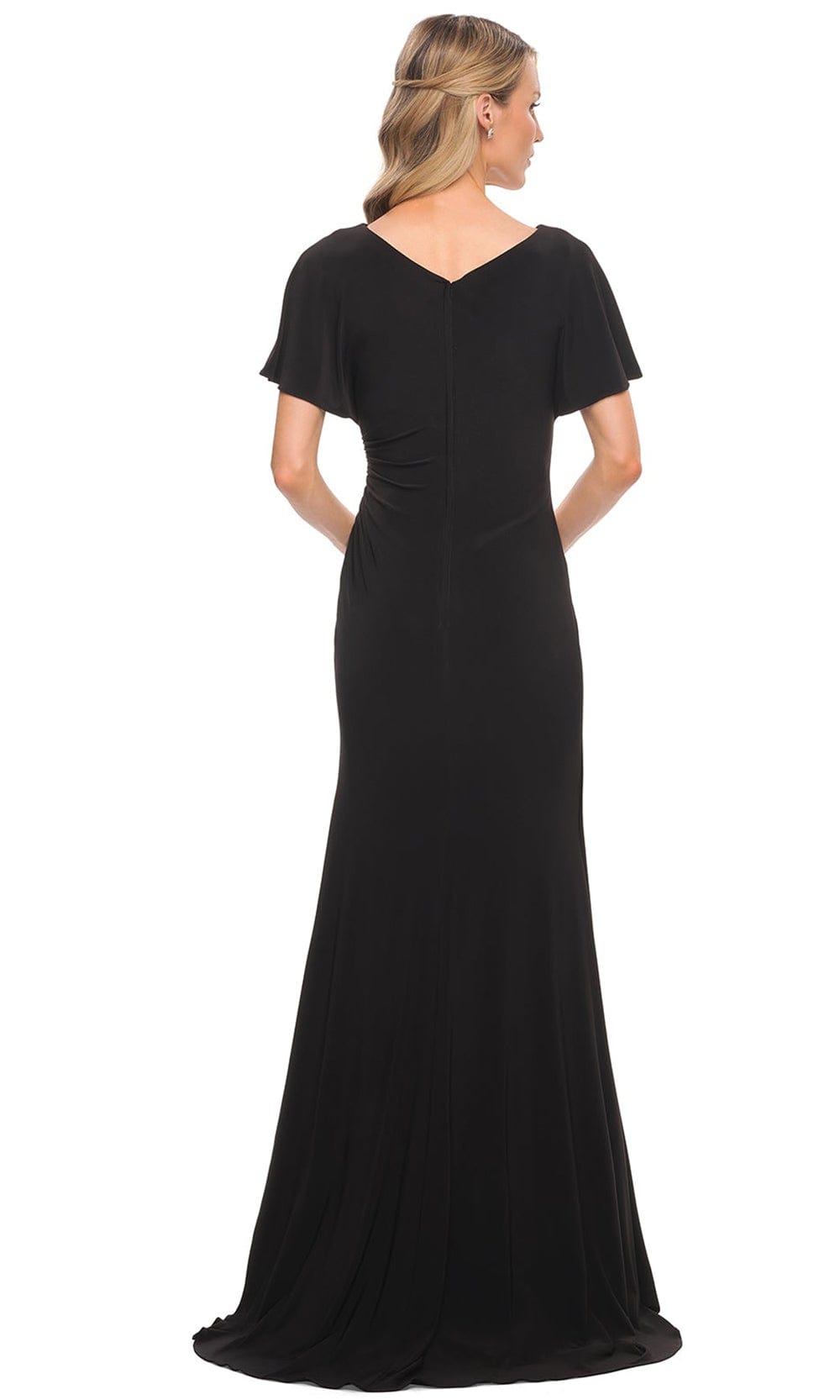 V-Neck Fitted Evening Dress
