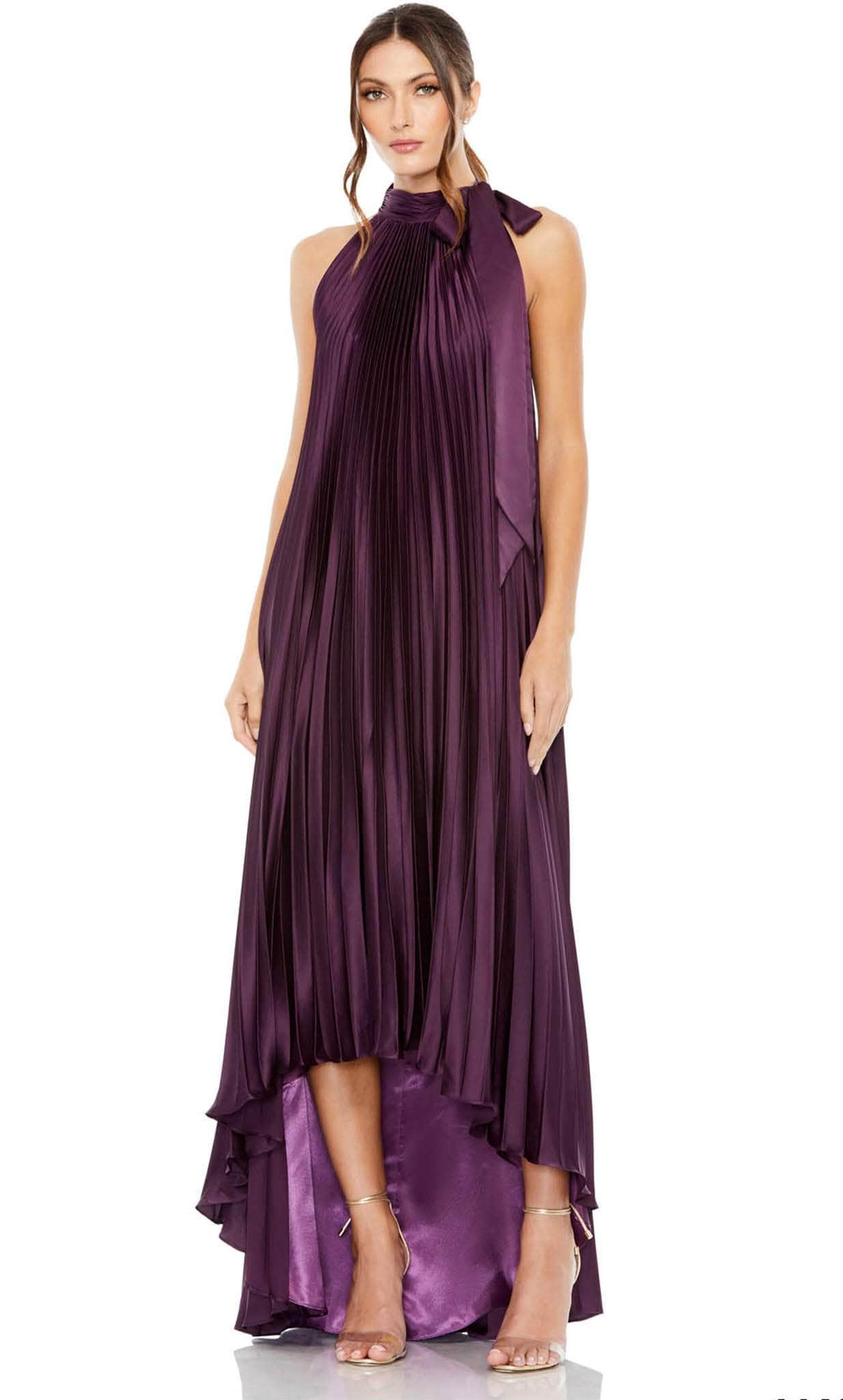 High Halter Pleated Evening Dress