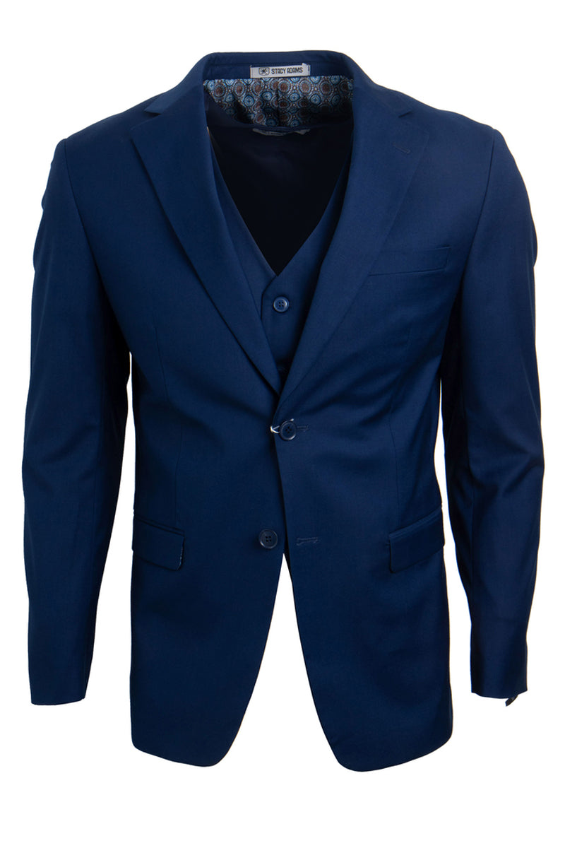 Men’s Two Button Vested Stacy Adams Basic Suit in Indigo Blue