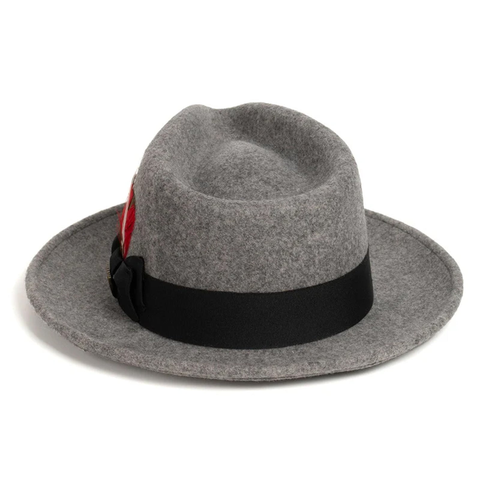 Mens Classic Wool Fedora Dress Hat in Grey Melange