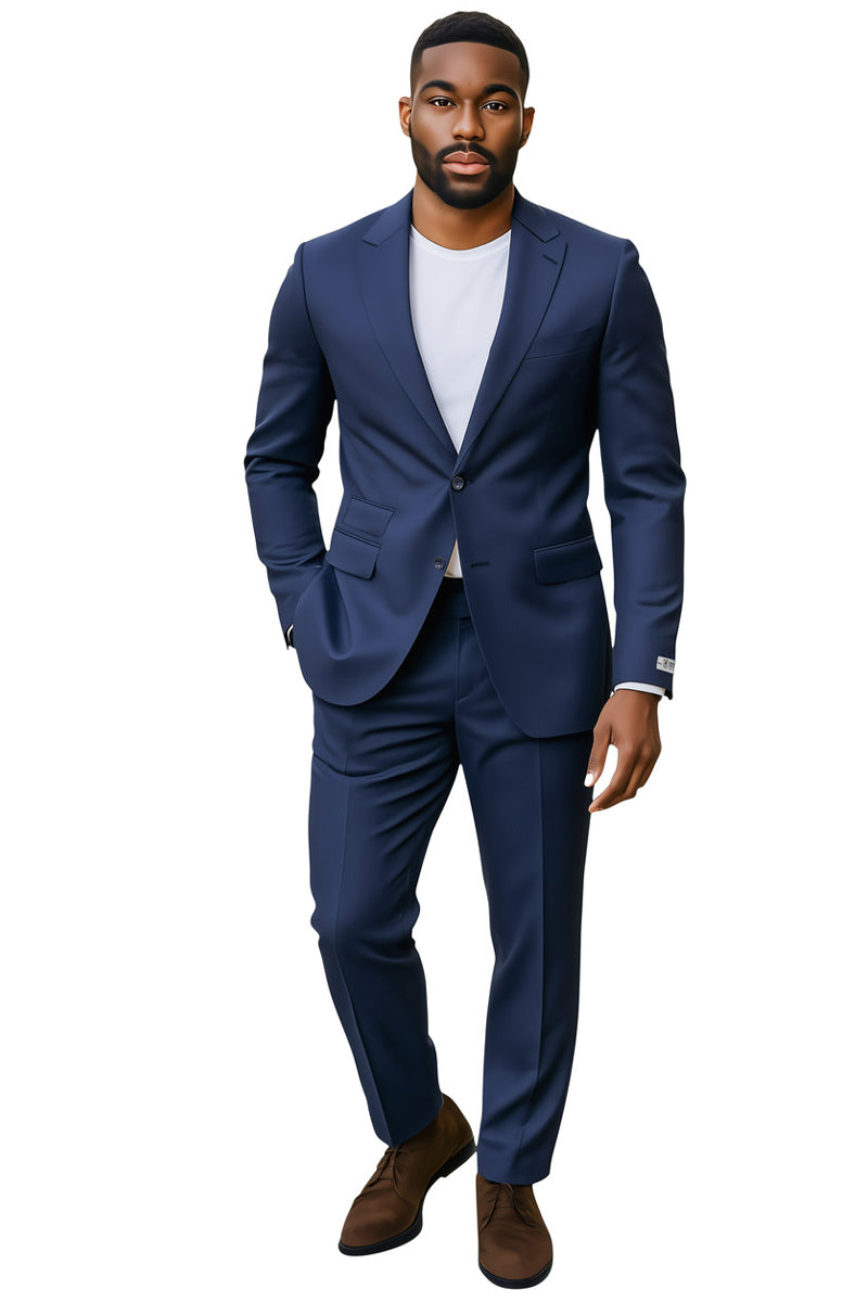 Men’s Stacy Adams Basic Slim Fit Wedding & Business Suit in Navy Blue