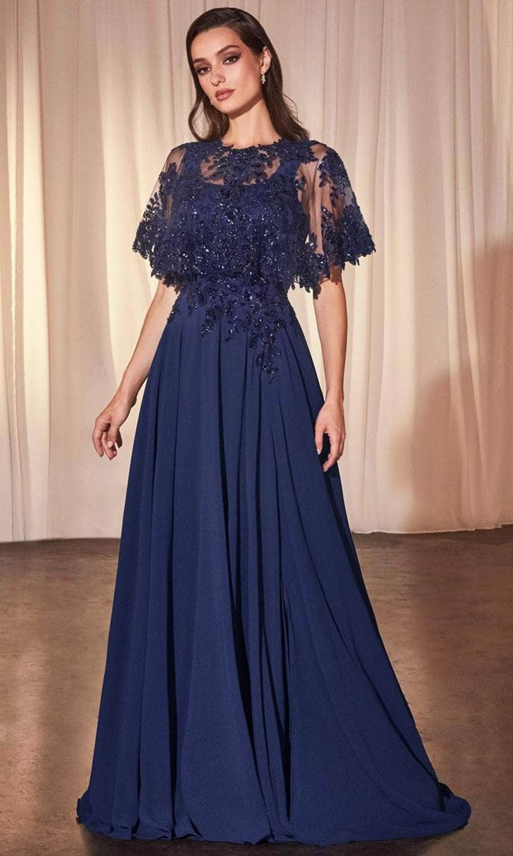 Cape Applique Evening Gown