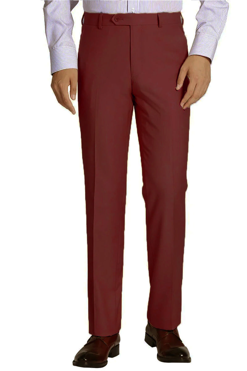 Men’s Slim Fit Wool Feel Dress Pants in Burgundy