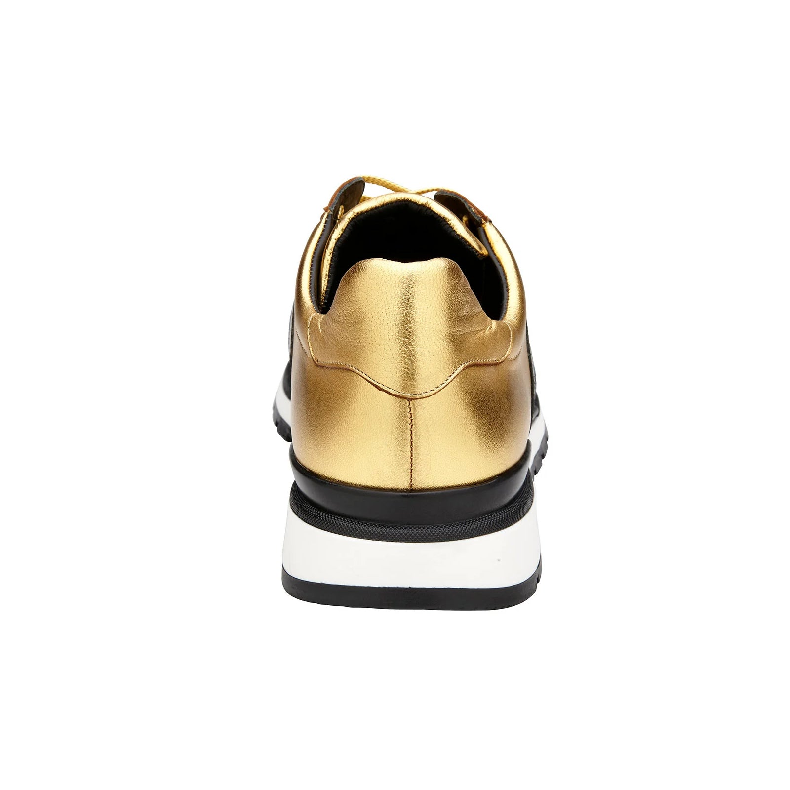 Men’s Belvedere Blake Ostrich Leg & Italian Calf Leather Dress Sneaker in Black & Gold