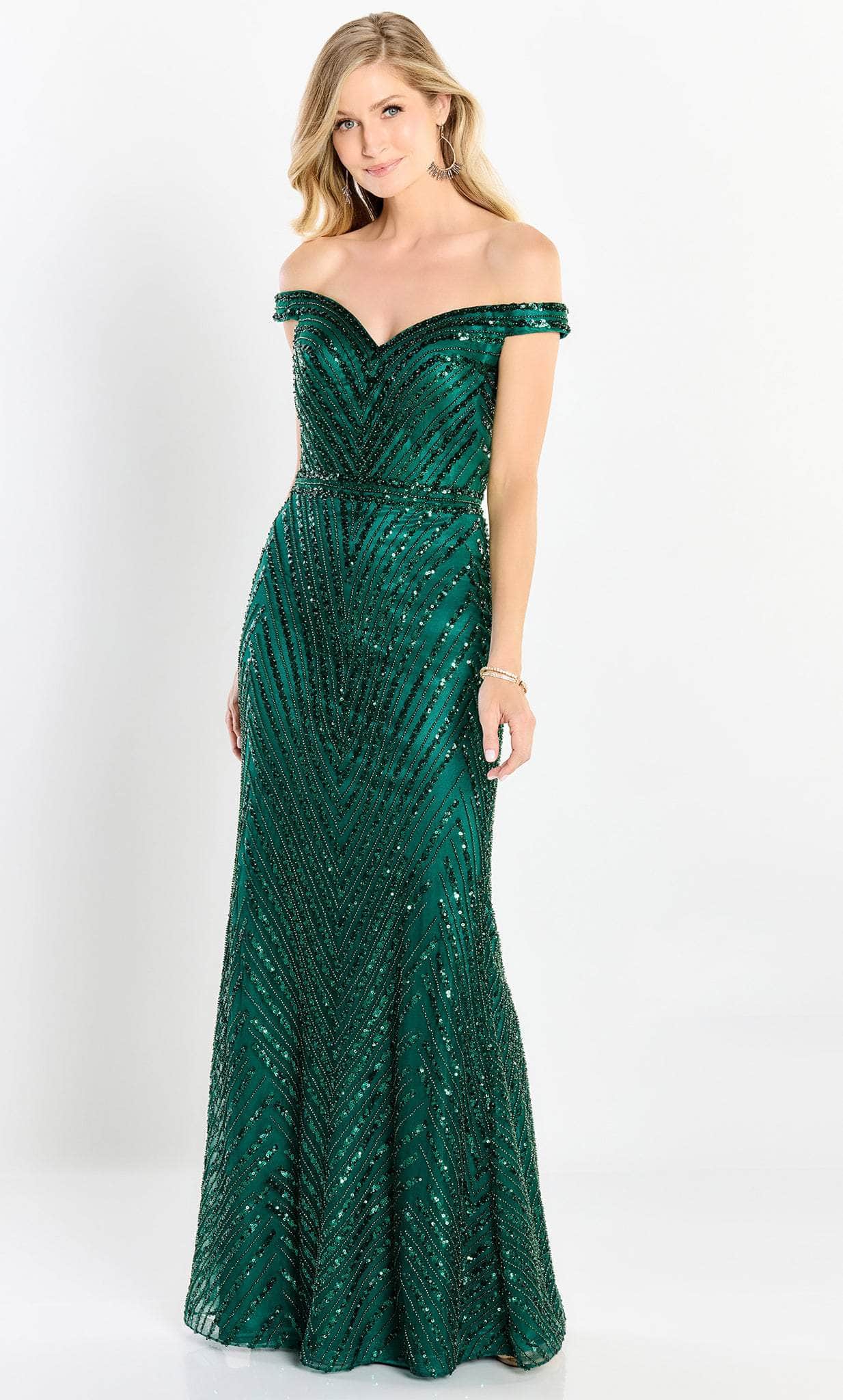 Sequined Off Shoulder Gown