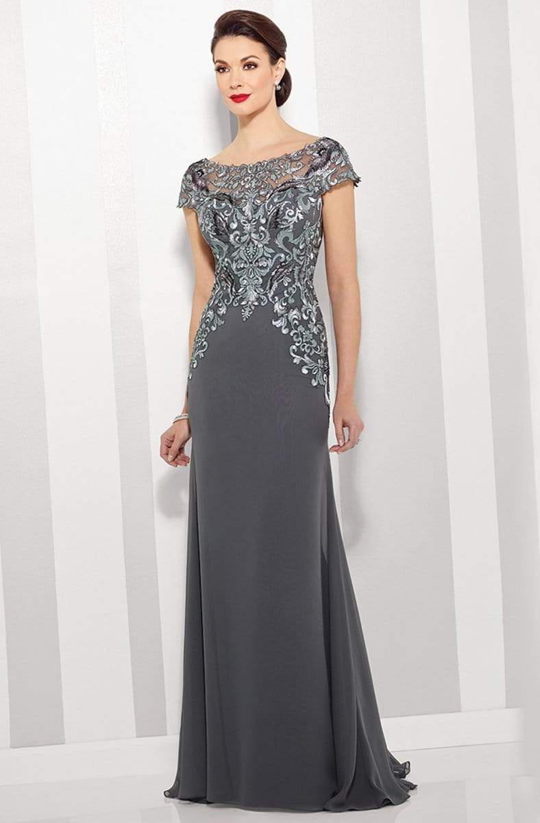 216691 Illusion Appliqued Mother of the Groom Trumpet Dress
