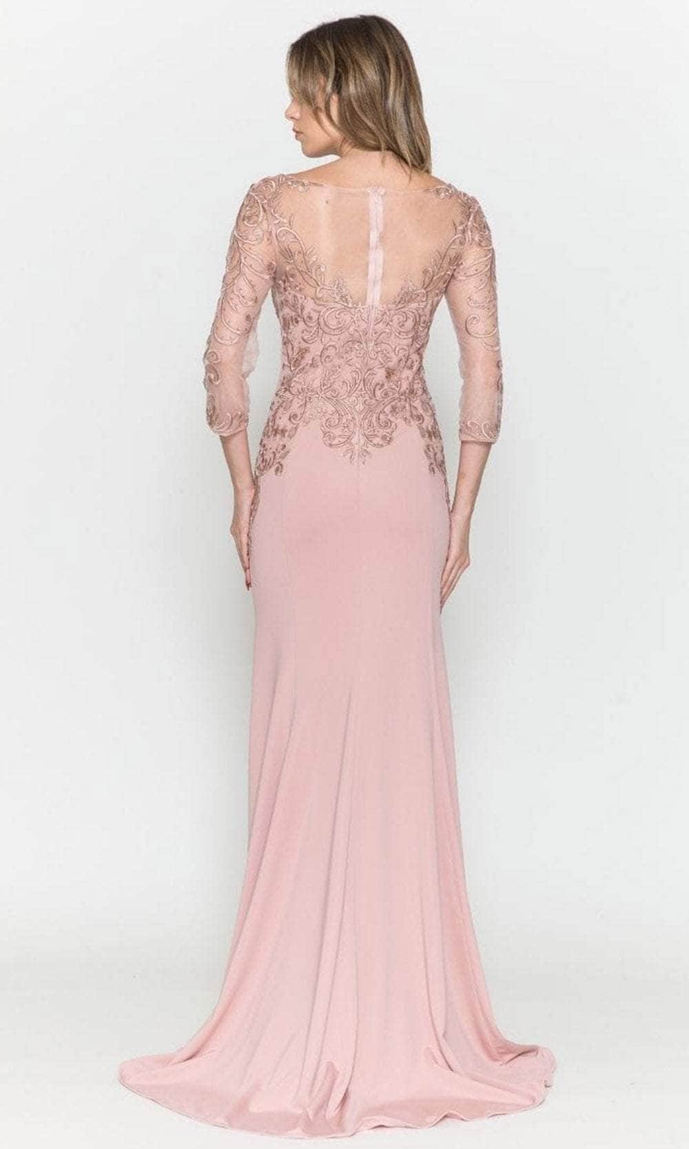 Illusion Quarter Sleeved Formal Dress