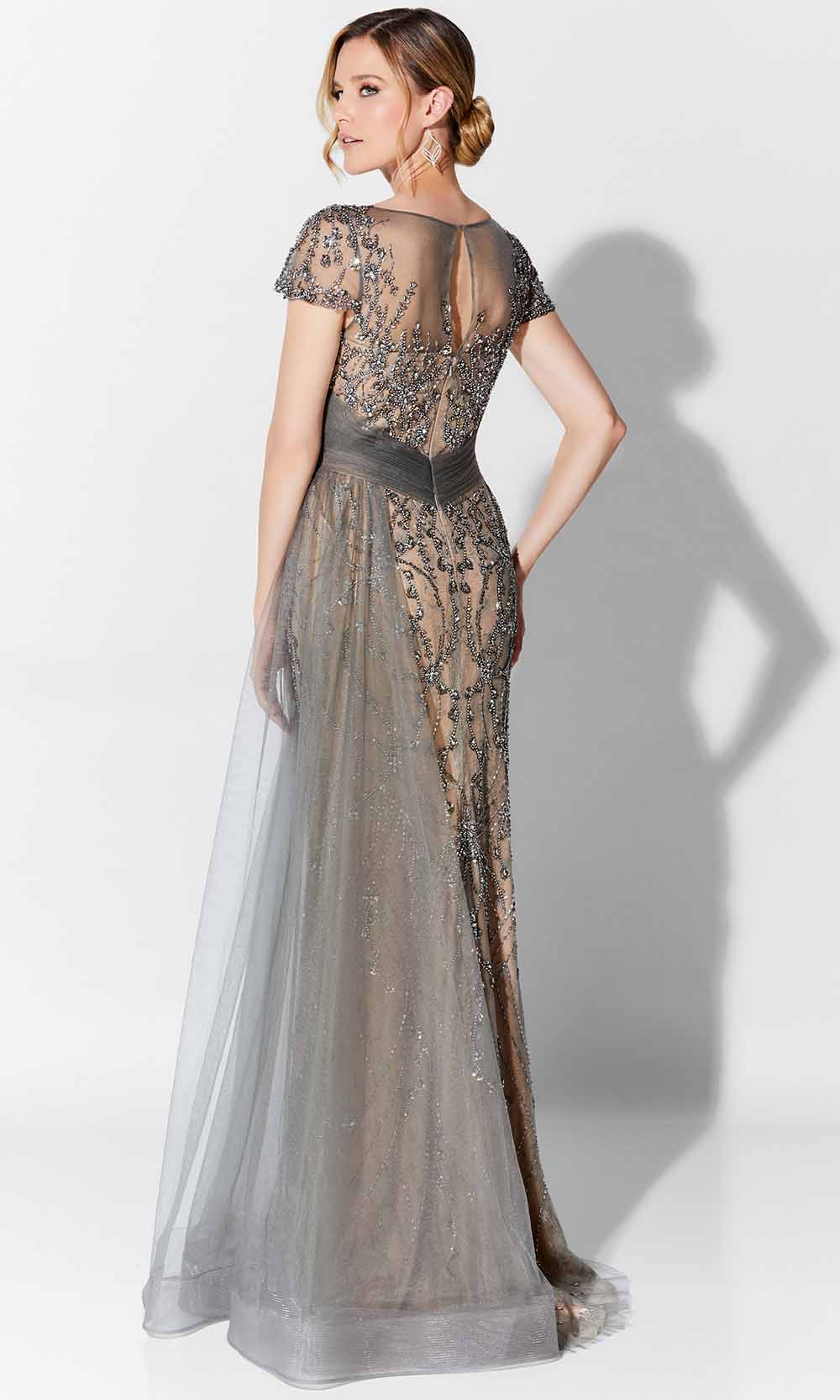 Beaded Tulle Sheath Mother of the Bride Gown
