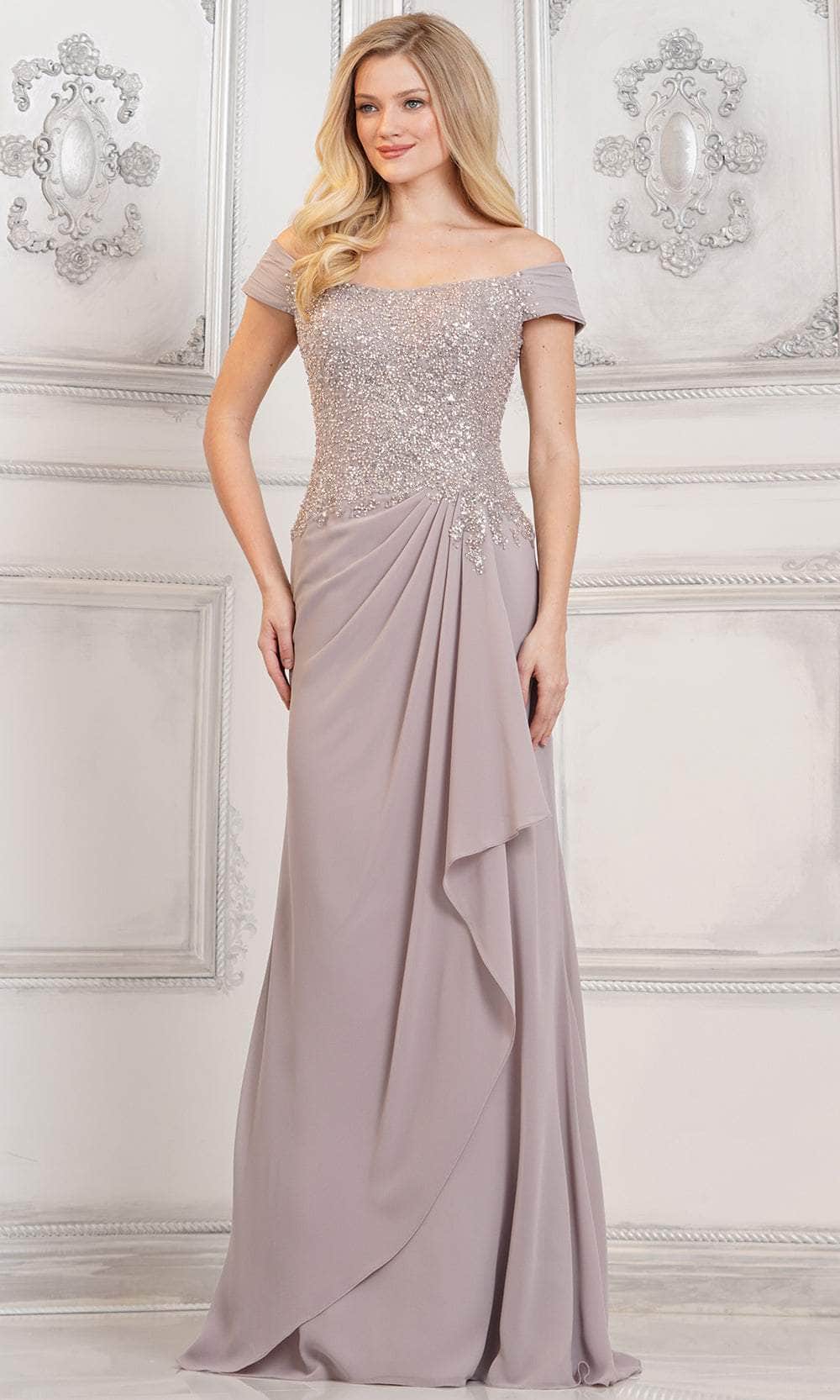 Cap Sleeve Beaded Top Formal Gown
