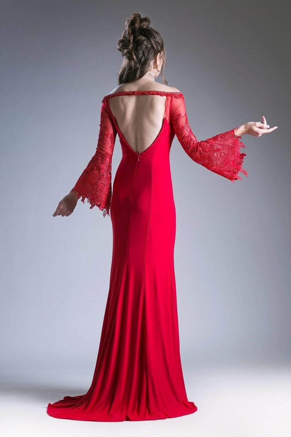 Adorned Lace Bell Sleeve Sheath Dress