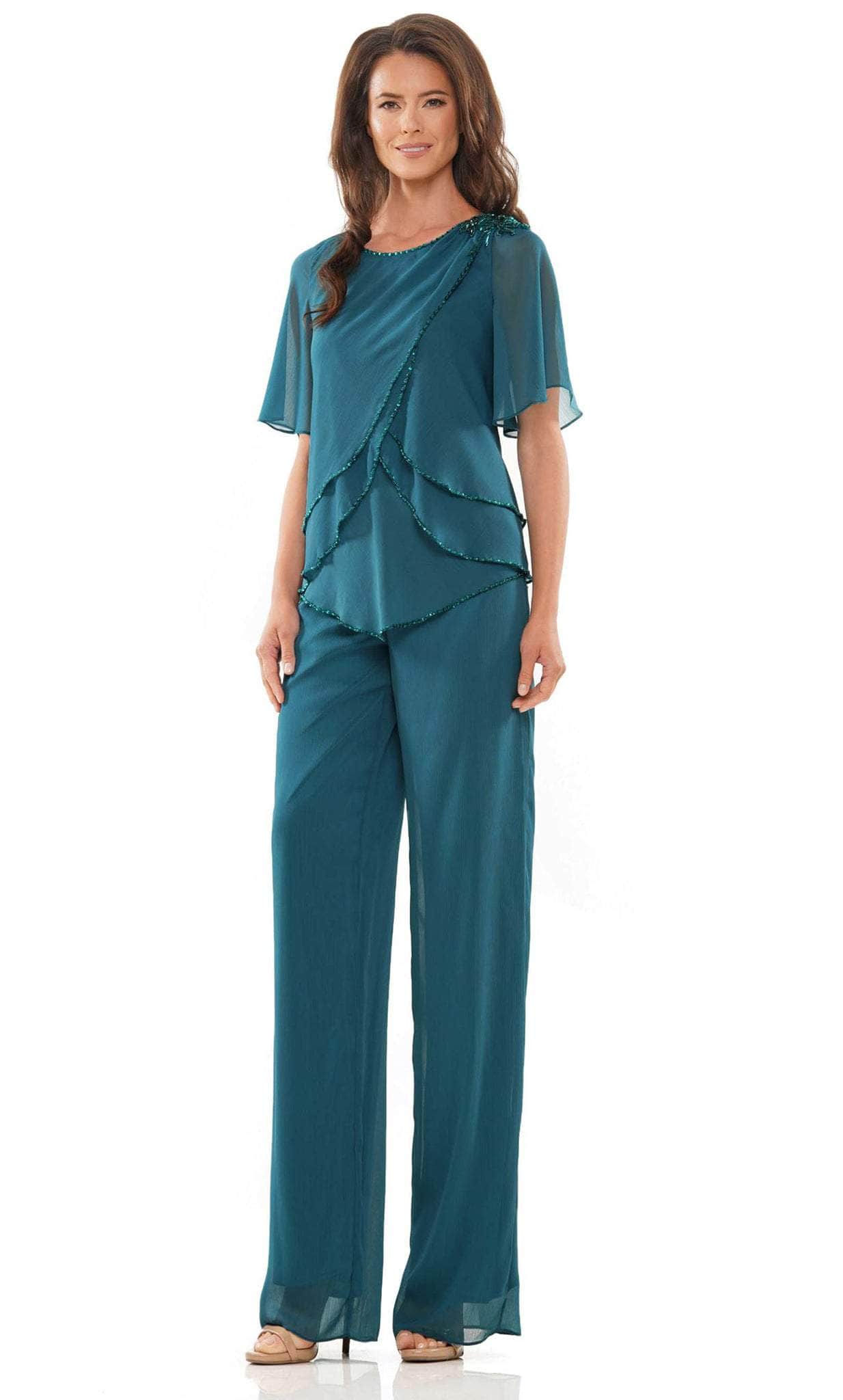 Short Sleeves Bateau Neck Pantsuit
