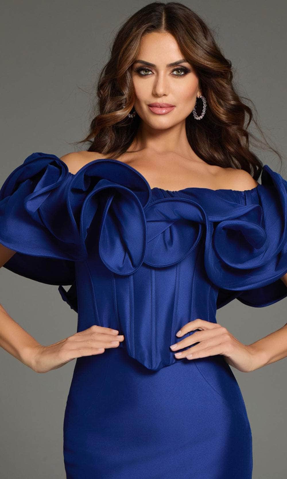 Ruffled Detail Off-Shoulder Prom Gown