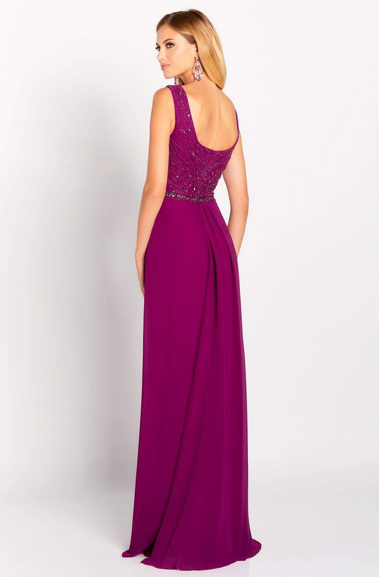 119641 Asymmetrical Beaded Chiffon Gown