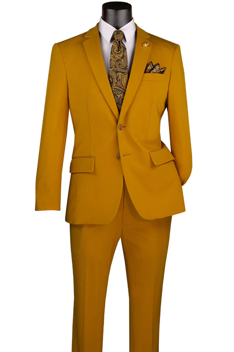 Men’s Basic Slim Fit Ultra Stretch Wedding Suit in Gold