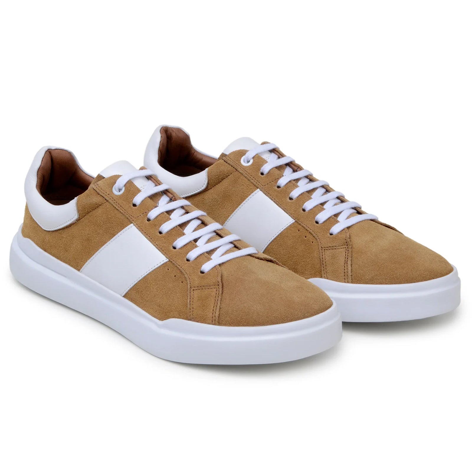 Men’s Belvedere Olivier Suede Tennis Shoe in Tan & White