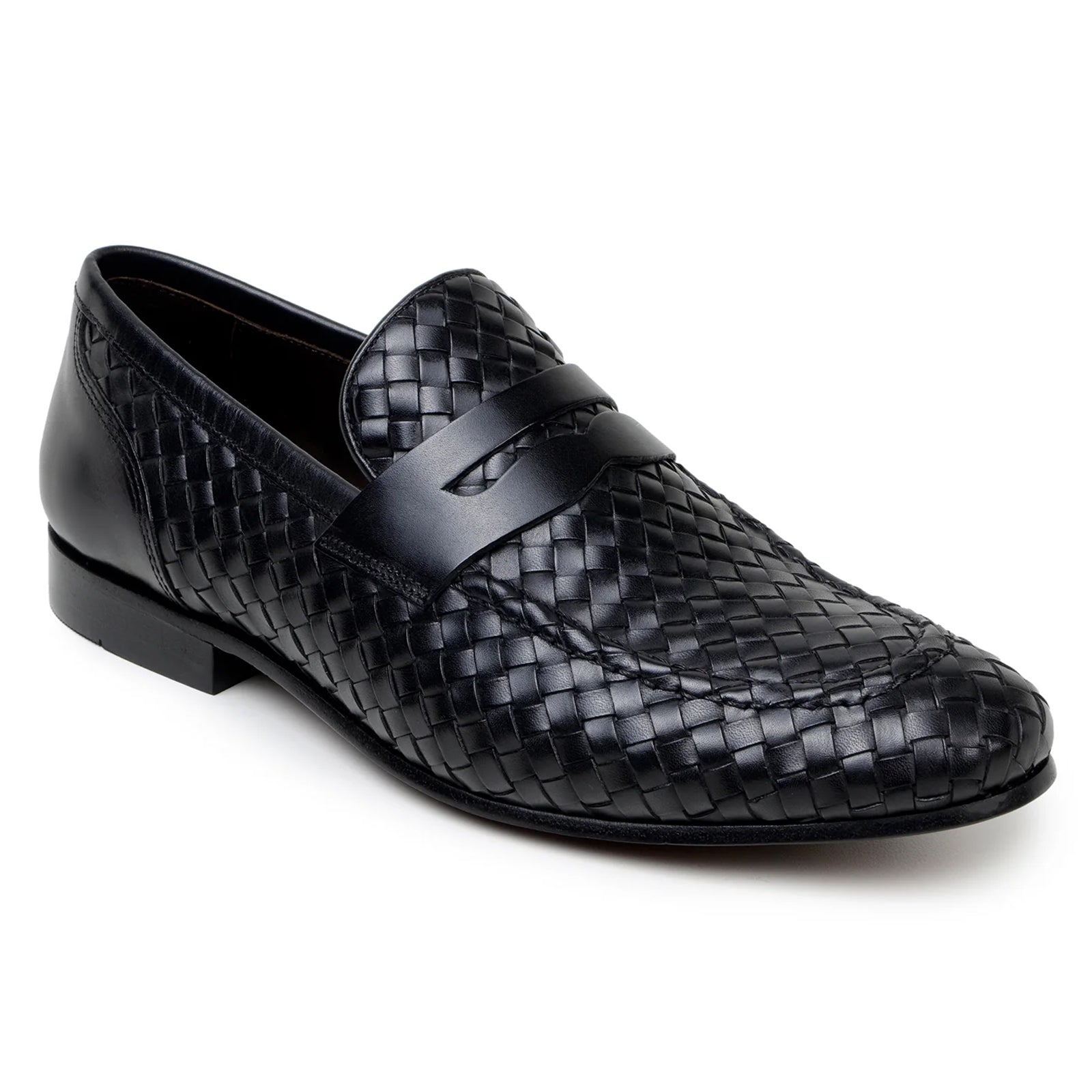 Men’s Belvedere Luca Italian Calf Leather Slip on Penny Loafer in Black