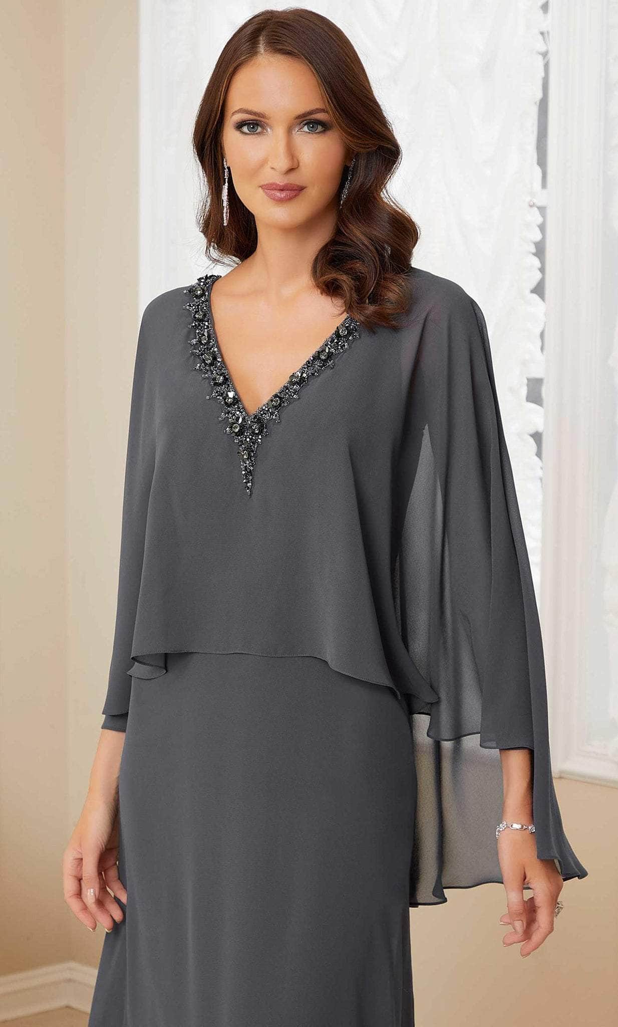 Beaded V-Neck Evening Gown