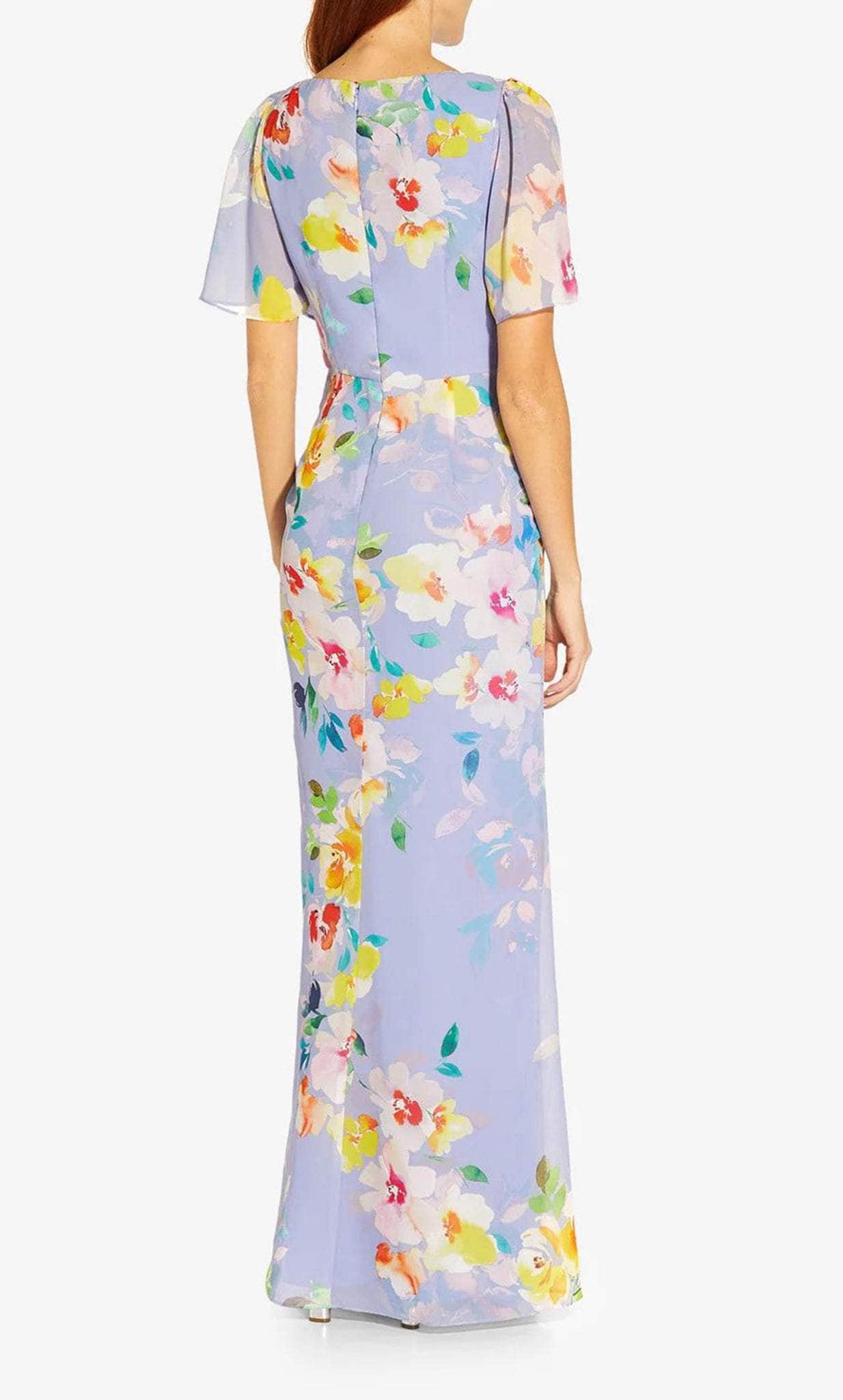 Flutter Sleeve Floral Long Dress