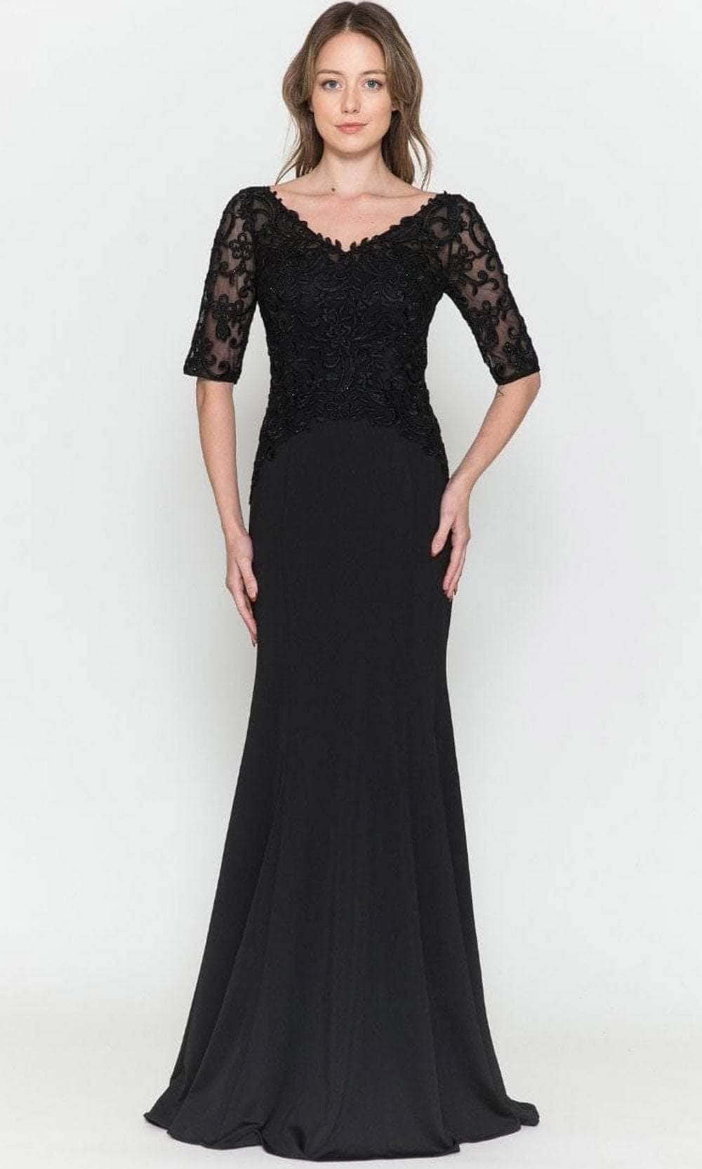 Quarter Length Sleeved Sheath Evening Gown
