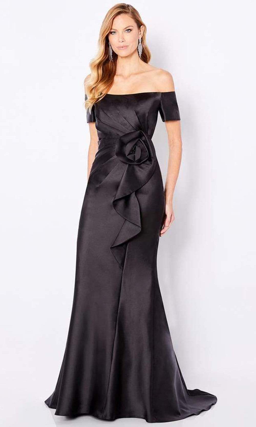 221693 Off-Shoulder Silk A-Line Mother of the Bride Dress