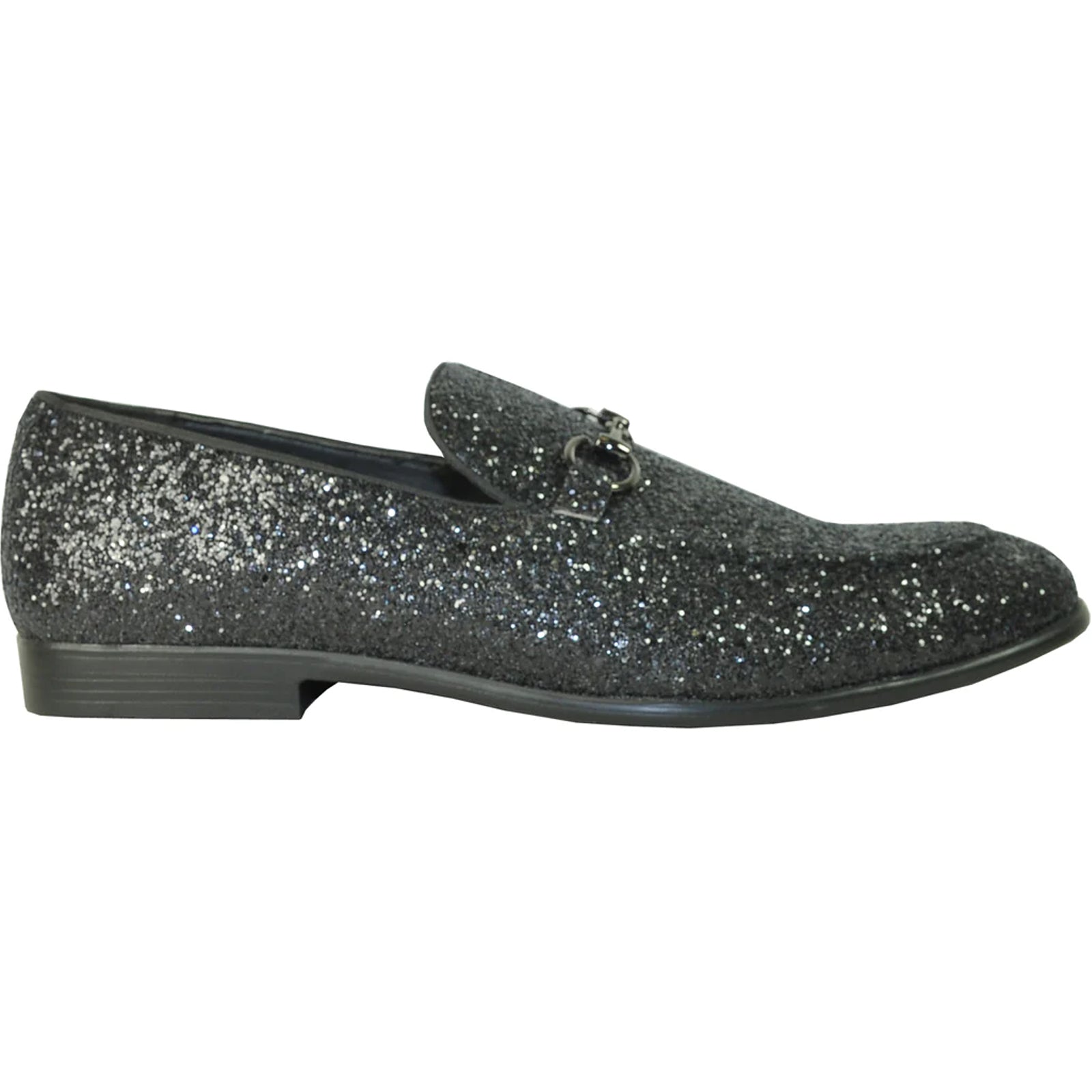 Mens Modern Glitter Sequin Prom Tuxedo Loafer in Black
