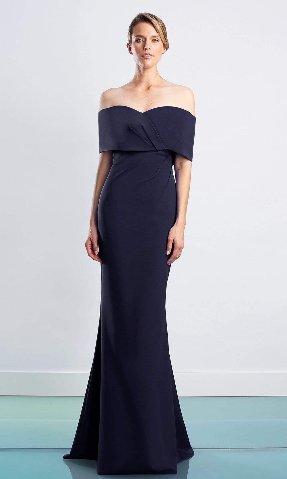 1471 Off Shoulder Buttons Back Sheath Dress