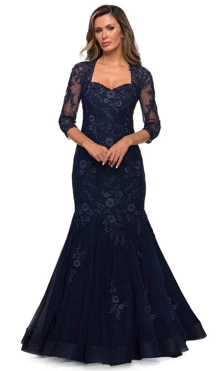 Square Neck Lace Embroidered Mermaid Gown 28033SC