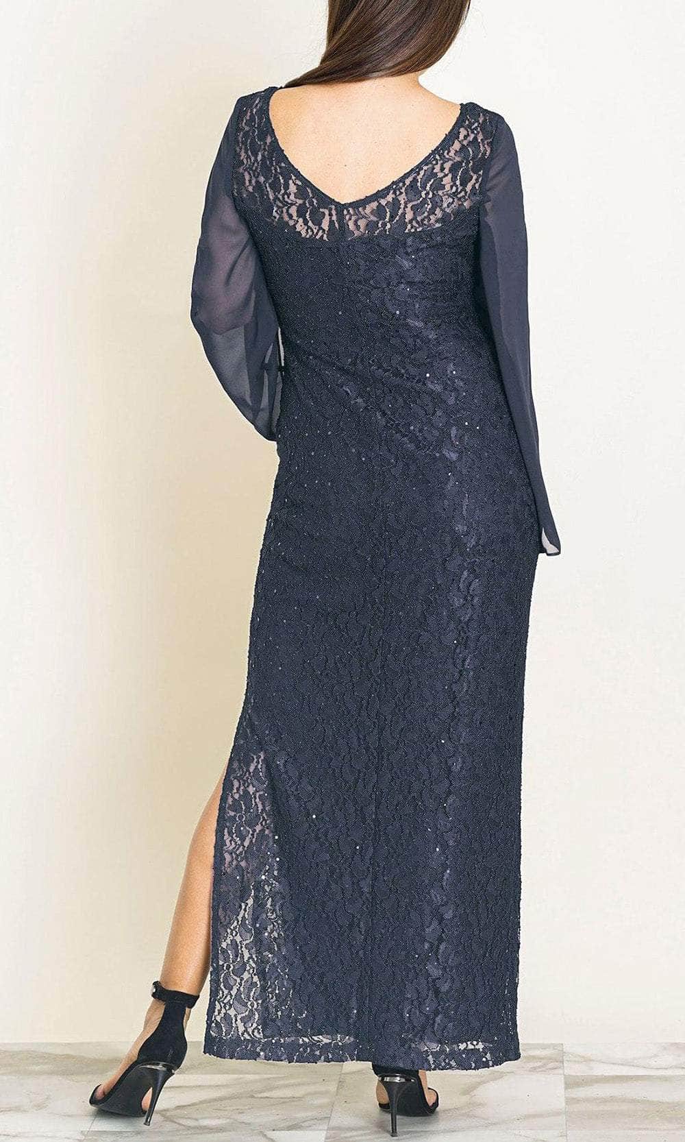 Bell Sleeve Lace Formal Gown