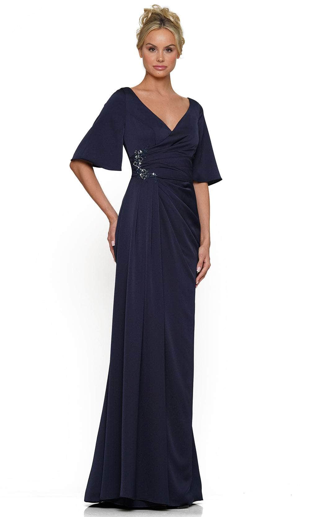 Surplice V-Neck Pleated Formal Gown