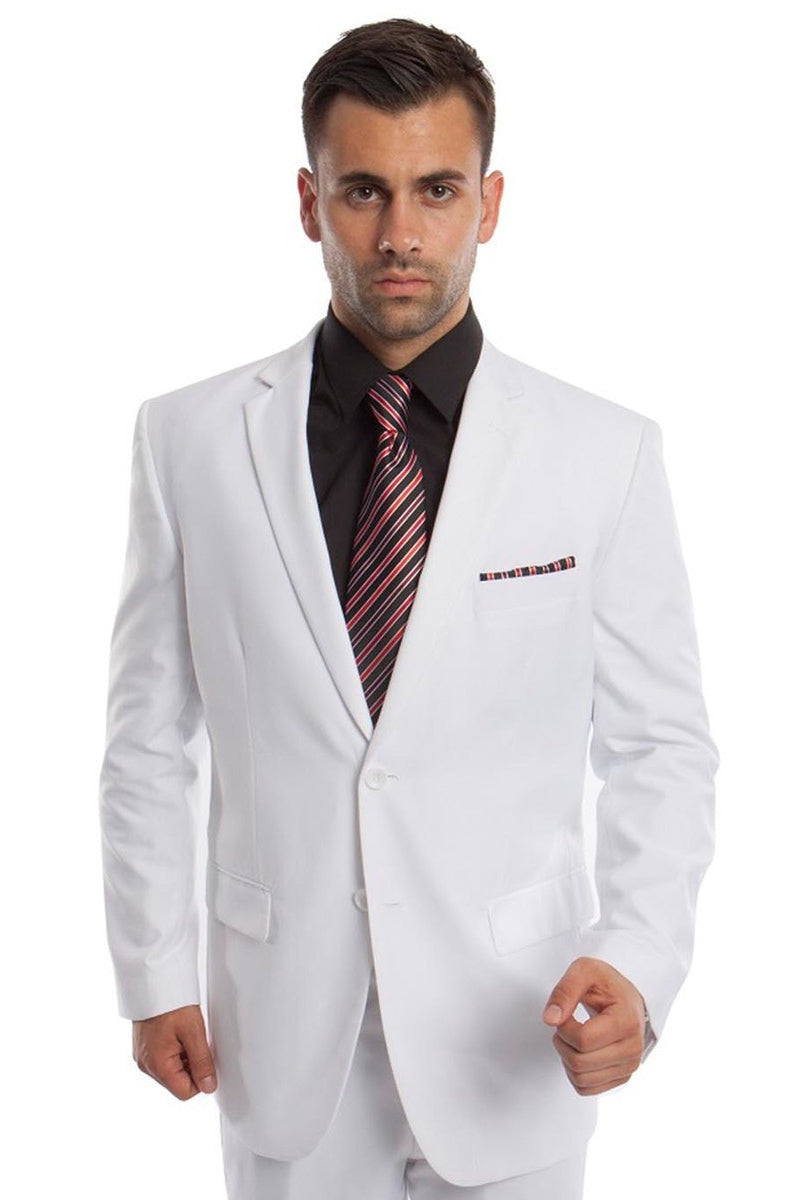 Men’s Two Button Basic Modern Fit Business Suit in White