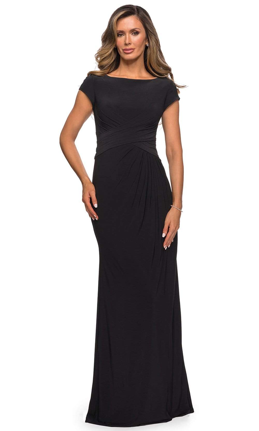 Cap Sleeve Cross Draped Jersey Dress 28026SC