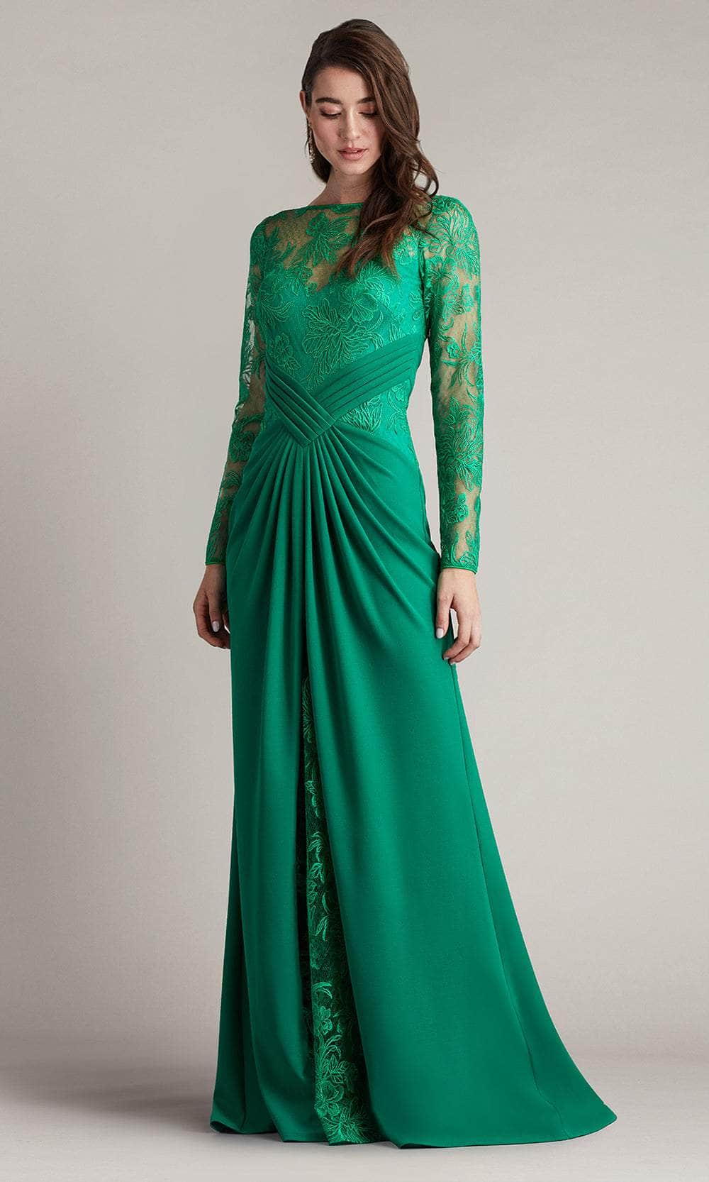 Illusion Bateau Embroidered Formal Gown