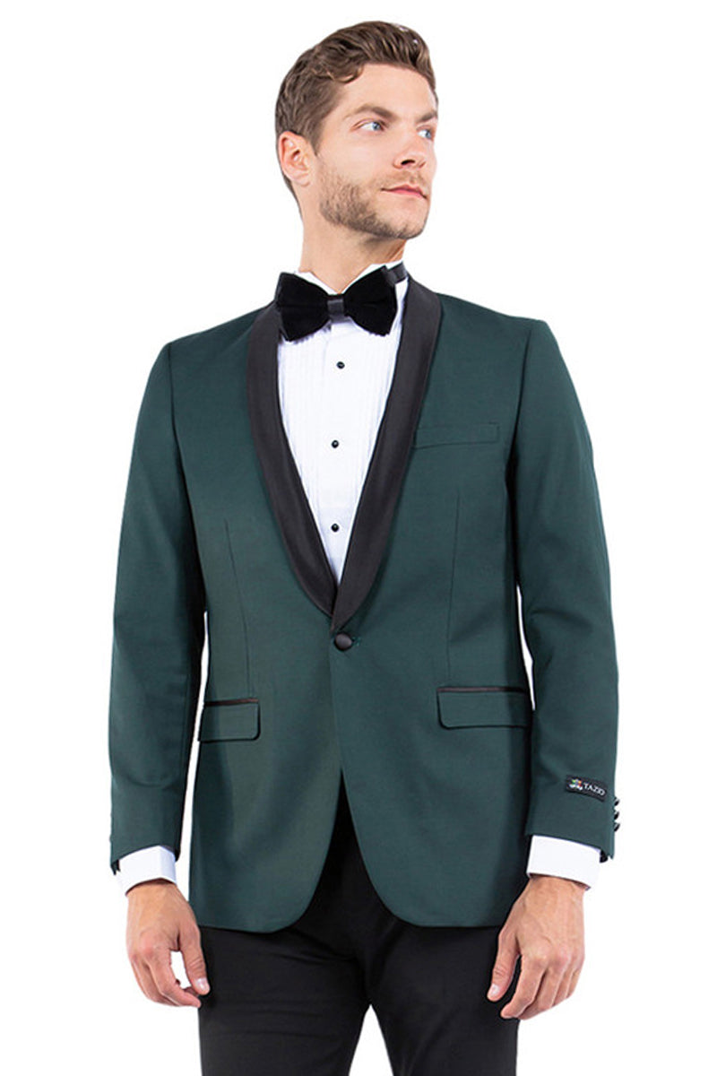 Men’s One Button Shawl Lapel Dinner Jacket in Hunter Green & Black