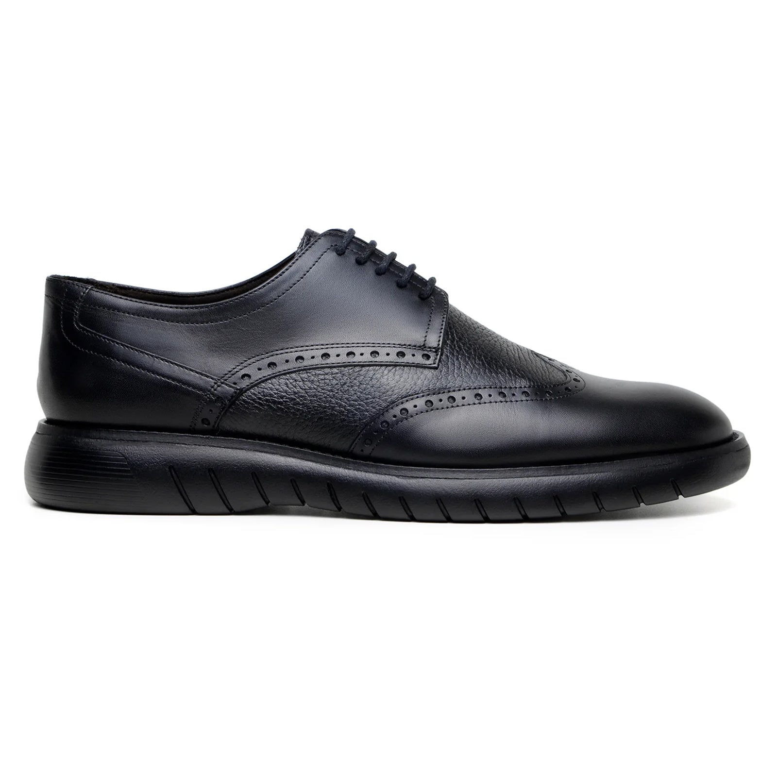 Men’s Belvedere Enzo Nappa Leather Casual Wingtip Dress Shoe in Black