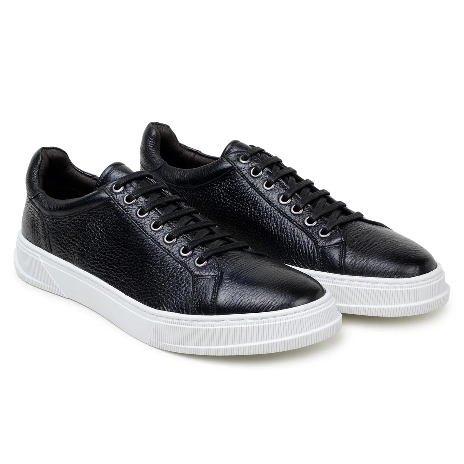 Men’s Belvedere Matteo Deerskin Leather Dress Tennis Shoe in Black