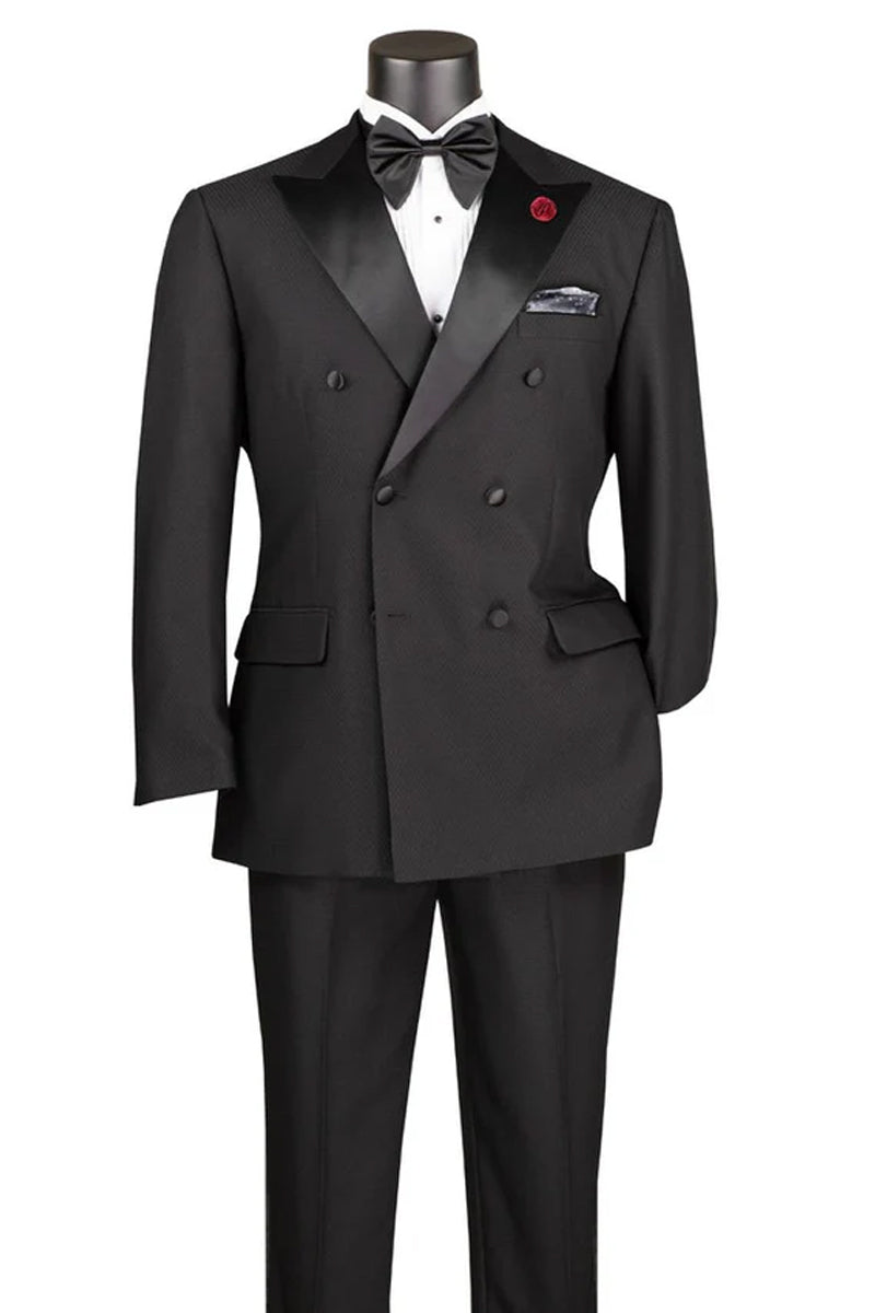 Men’s Classic Modern Fit Double Breasted Tuxedo in Black