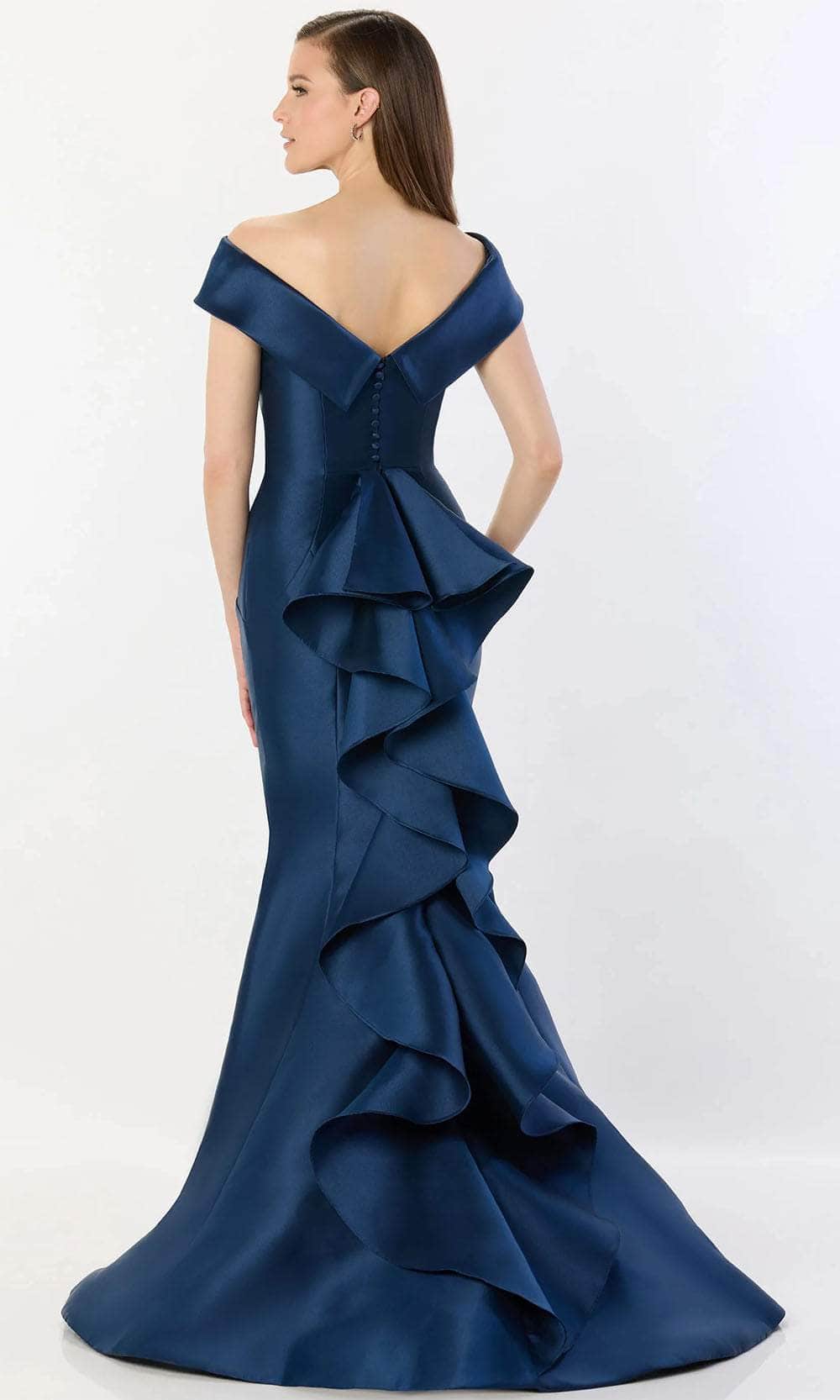 Ruffled Detail Off-Shoulder Mother of the Bride Dress