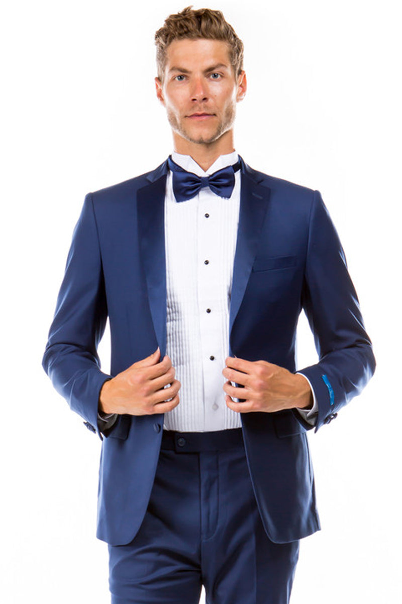 Men’s Slim Fit Two Button Notch Lapel Wedding Tuxedo in Indigo Blue
