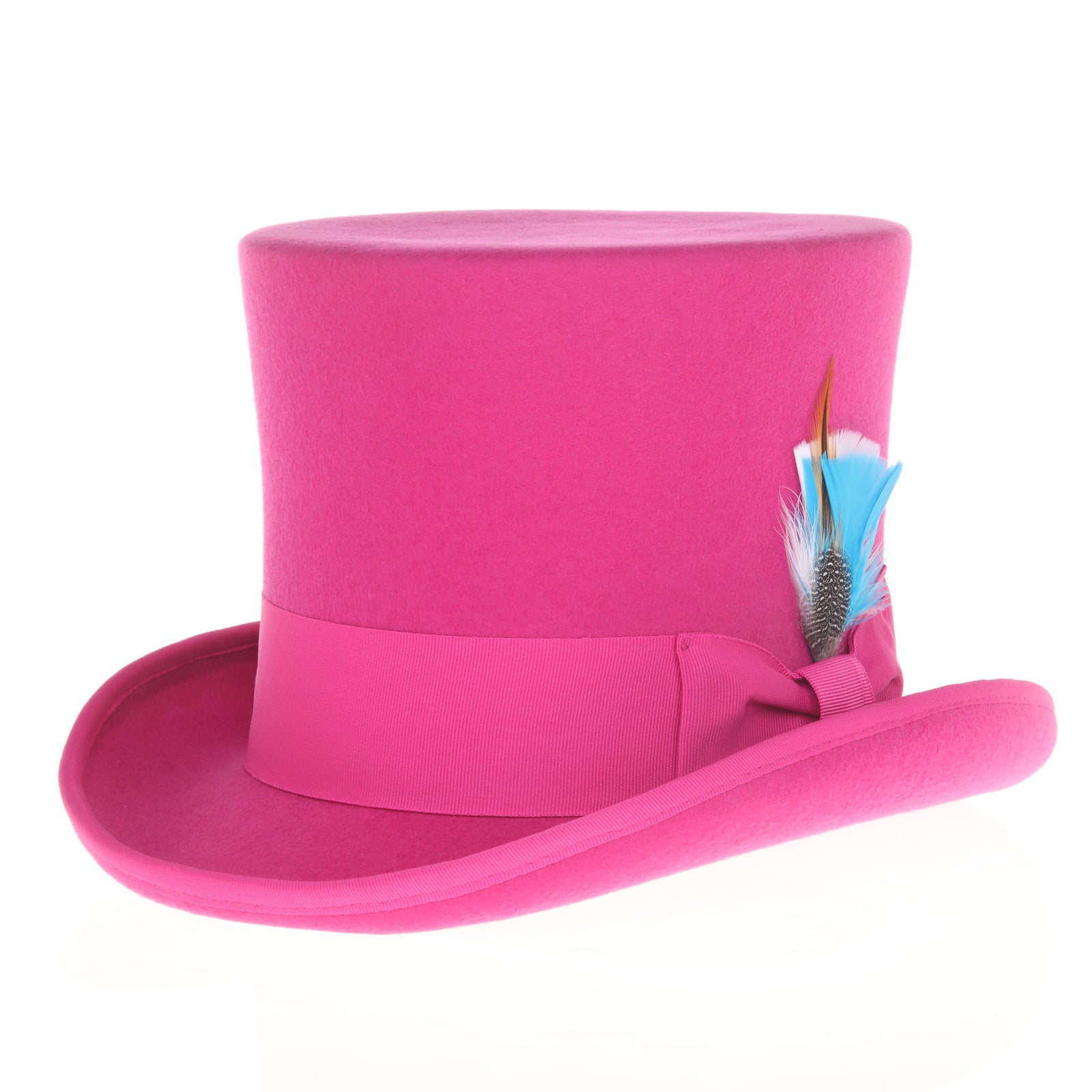 Men’s Tall 100% Wool Dress Top Hat in Hot Pink Fuschia