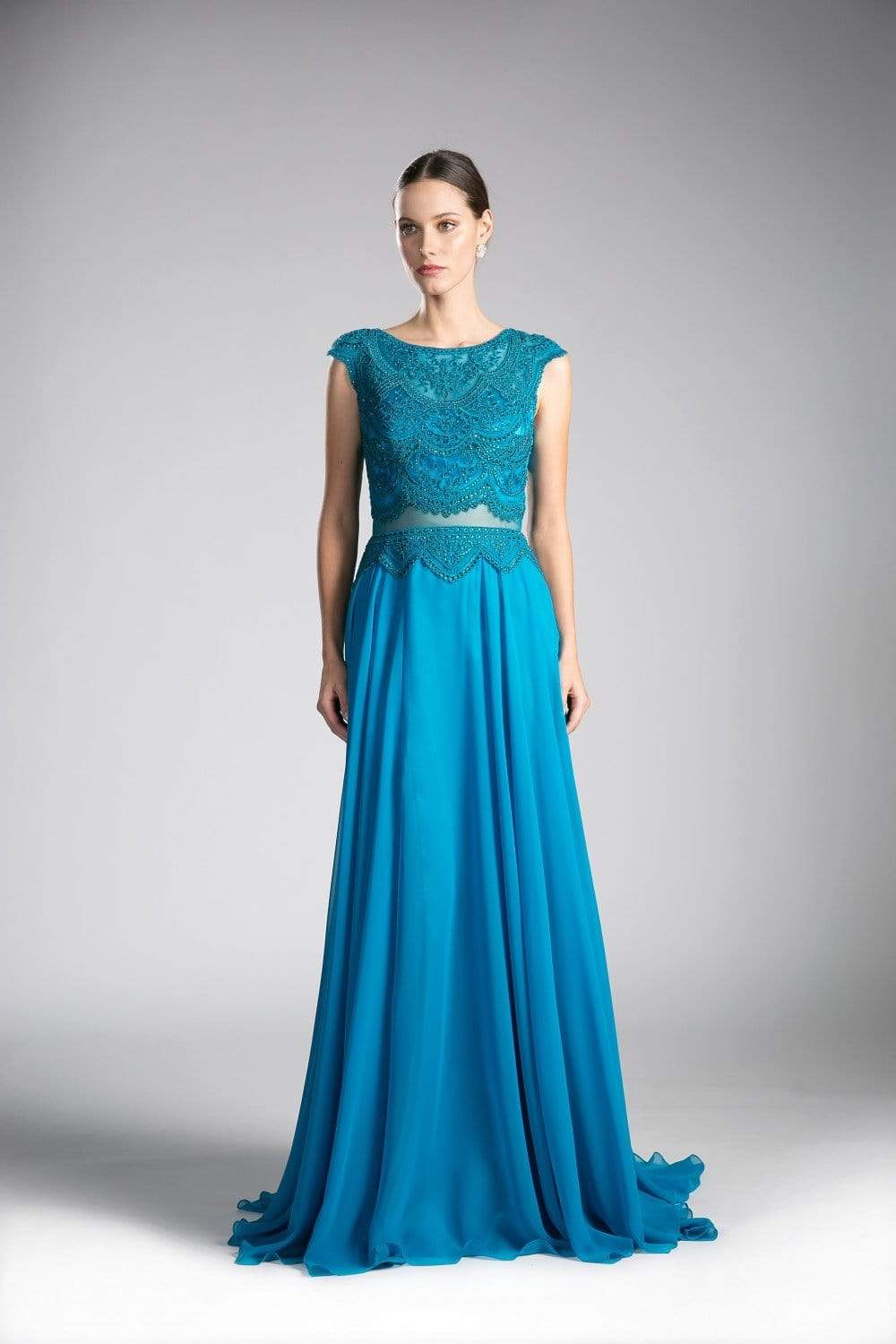Embellished Illusion Bateau A-line Dress