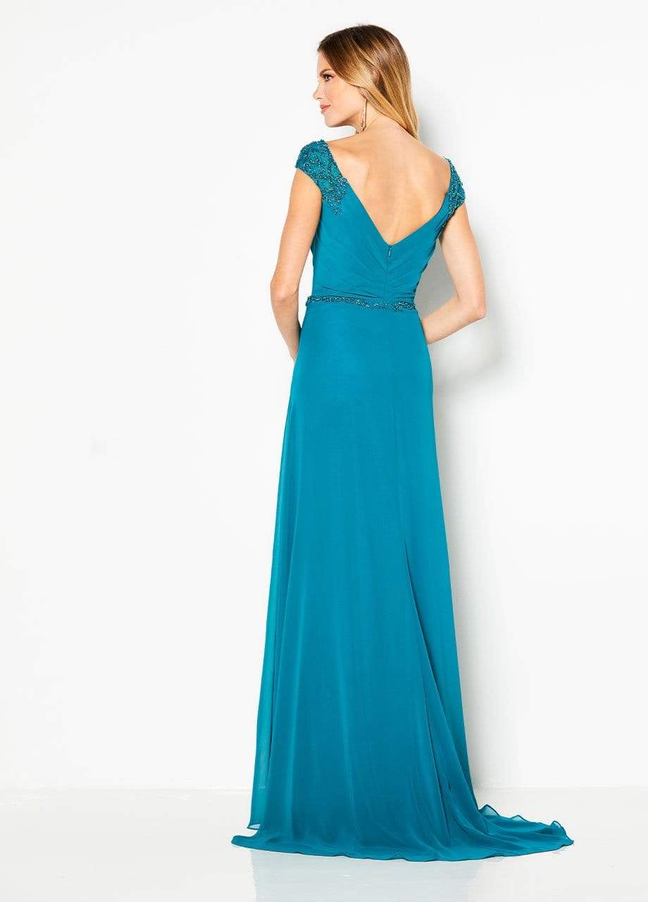 219684 Beaded V-neck Chiffon Sheath Dress