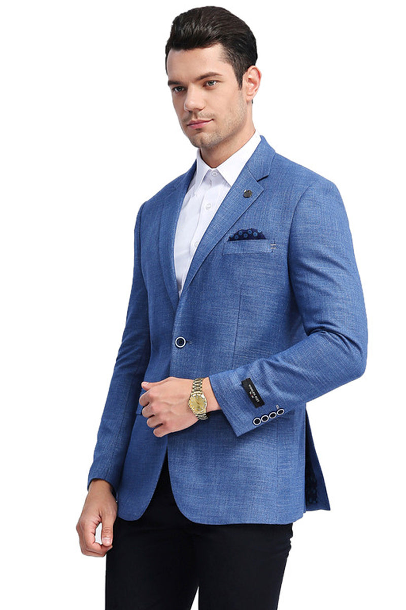Men’s Slim Fit Casual Summer Sport Coat in Denim Blue
