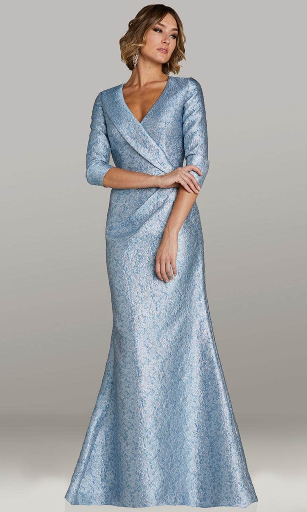 Fold Over V-Neck Mermaid Evening Gown