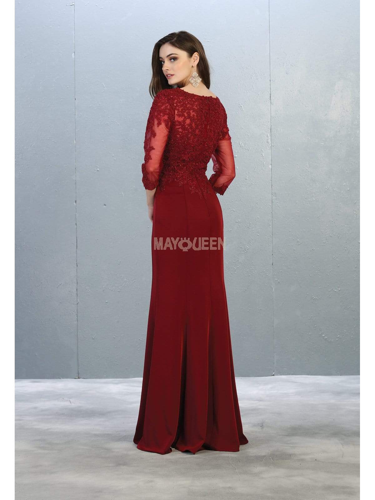 MQ1811 Appliqued Quarter Sleeve Scoop Bodice Dress