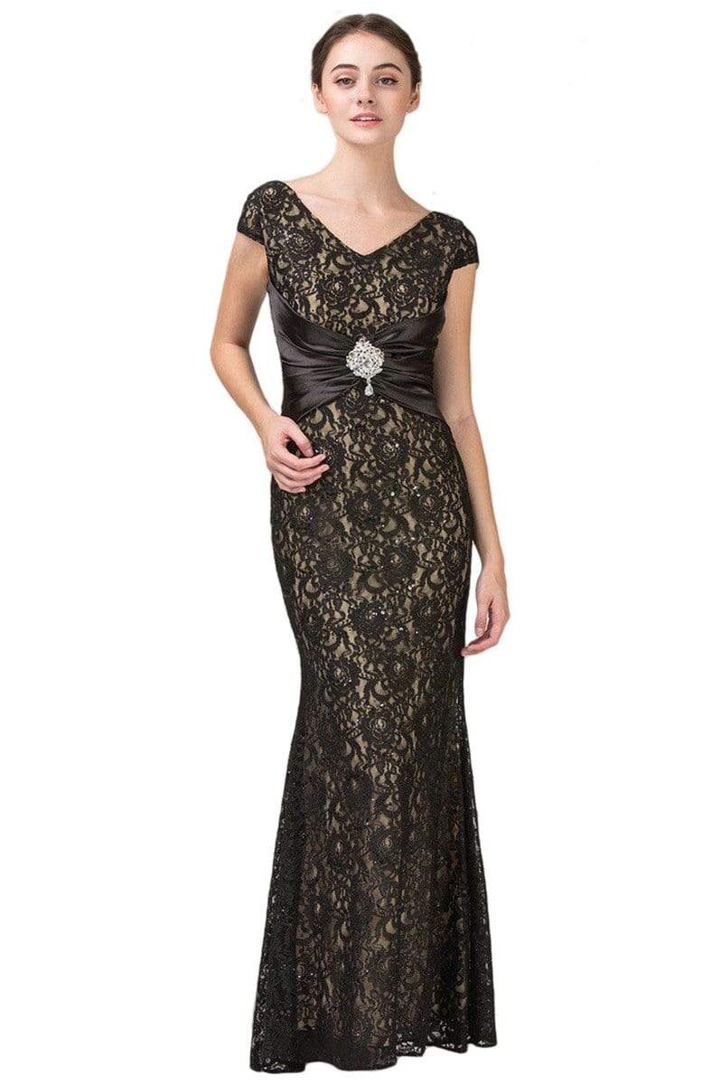 2003 Lace V-neck Trumpet Dress