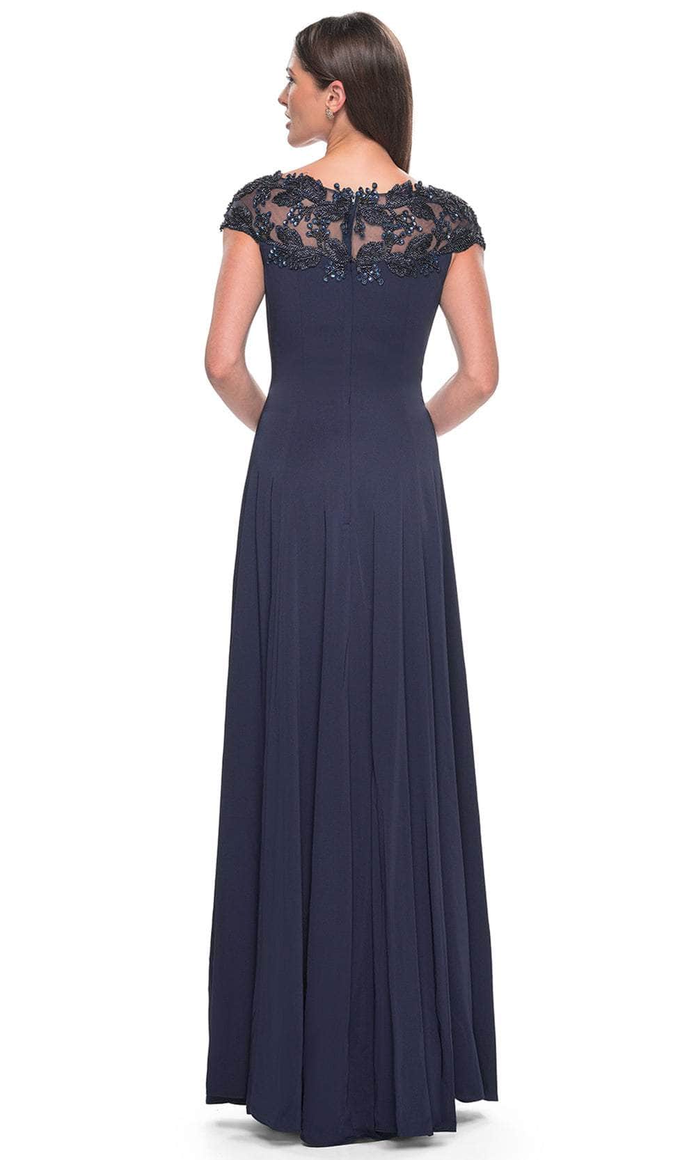 Cap Sleeve Applique Evening Dress