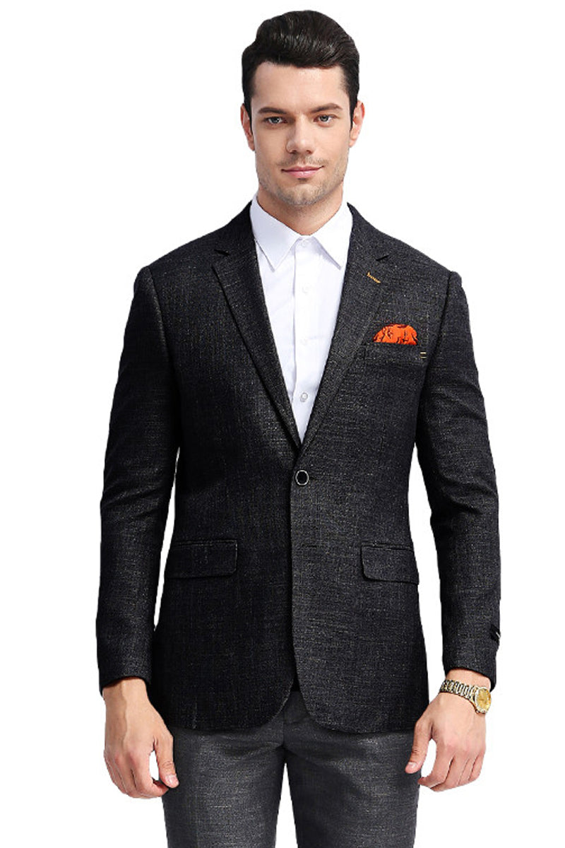 Men’s Slim Fit Casual Summer Sport Coat in Black