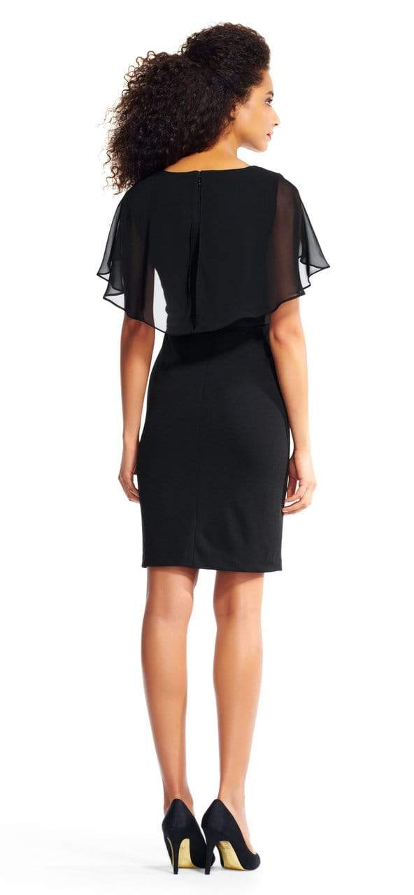 AP1D100542 Sheer Ruffle Cape Little Black Dress