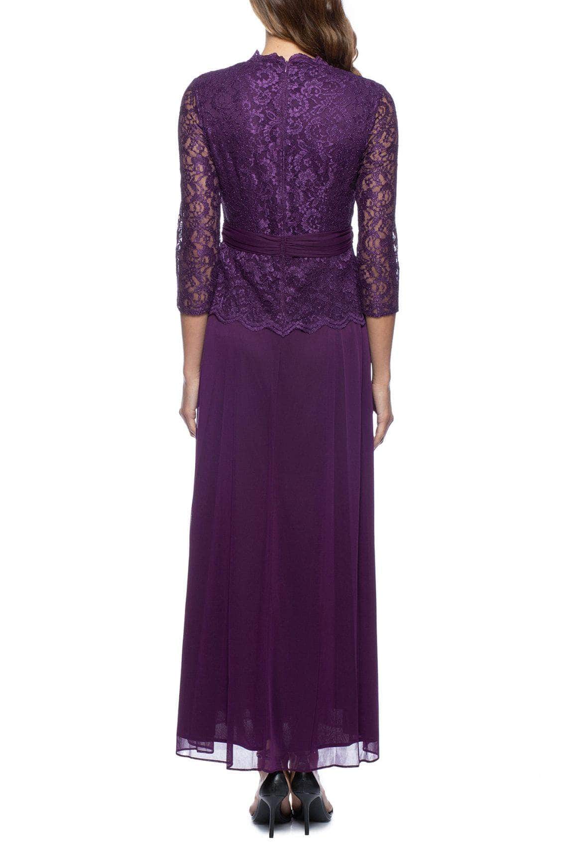 Embroidered Scalloped V-Neck Formal Dress